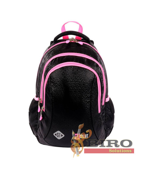 Ghiozdan Prescolari Ergonomic Impermeabil Colectia St.Right - Black Glitter BP26 39x27x17cm